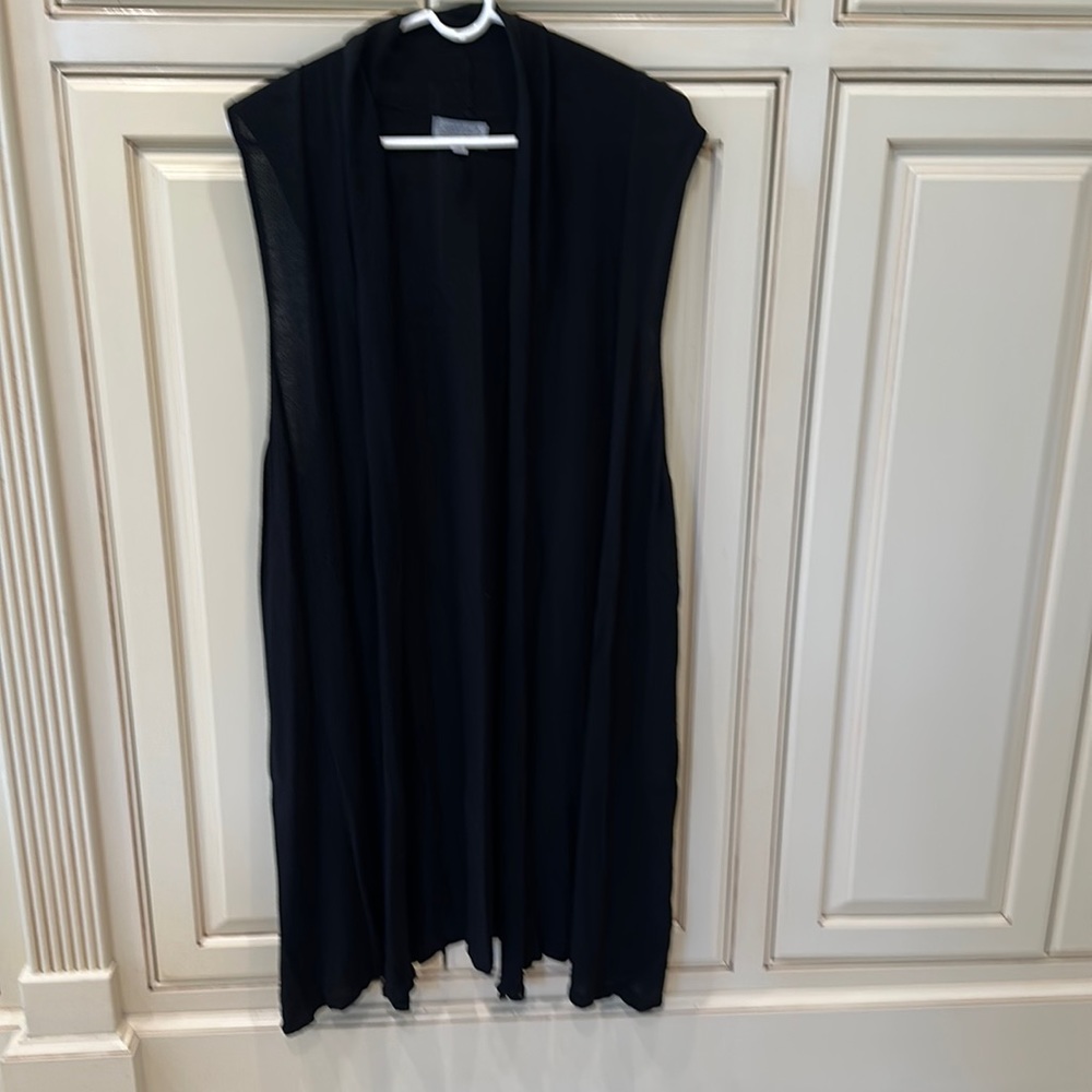 Long black cardigan vest